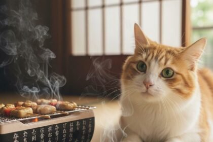 cat with Yakitori