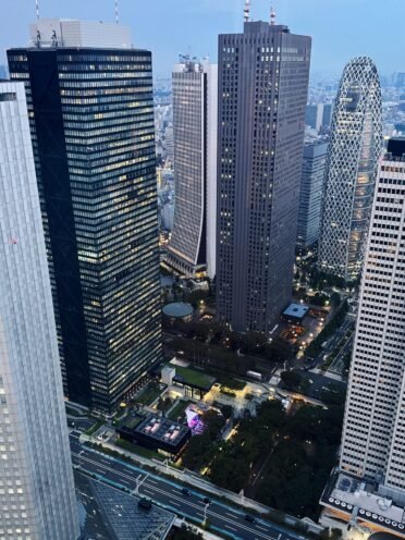 Main plaza and entrance of Tokyo Metropolitan Government Building in Shinjuku